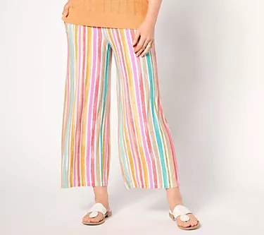 Susan Graver Regular Printed Liquid Knit Wide Leg Crop Pant