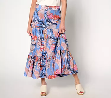 NIC + ZOE Printed Tiered Skirt