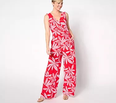Dennis Basso Regular Printed Italia Knit Jumpsuit