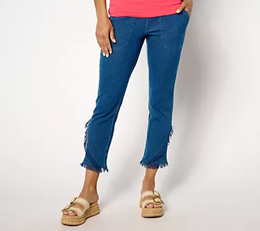 Women With Control Regular Tummy Control Prime Stretch Denim Crop Pant