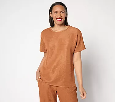 Joan Rivers Crinkle Knit Scoop Neck Tee