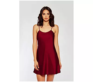 iCollection Bias Cut Soft Satin Burgundy Chemise