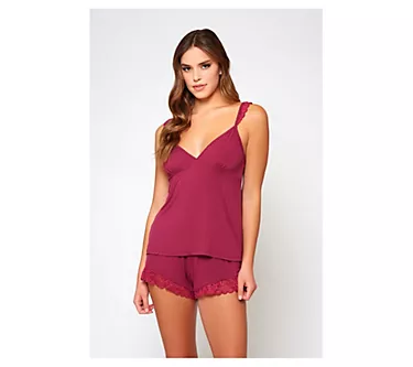 iCollection Viscose Soft Cup Cami & Short Set with Lace Trim