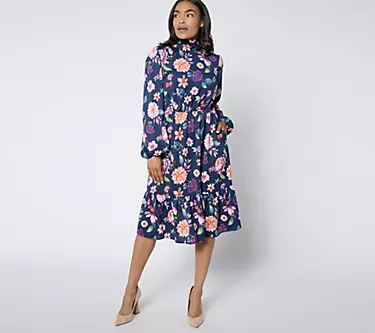 Studio Park X Ali Carr Regular Tiered Ruffle Dress with Bow