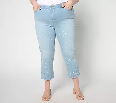 LOGO by Lori Goldstein Special Edition Petite Straight Leg Crop Jeans