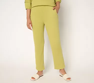 Denim & Co. Beach Petite Knit Gauze Straight Leg Ankle Pant