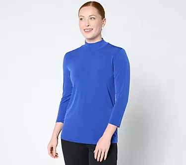 Susan Graver Sleek Essentials Liquid Knit Mock-Neck Top