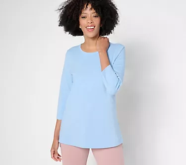 Denim & Co. Essentials Petite Favorite Jersey Step Hem Tunic