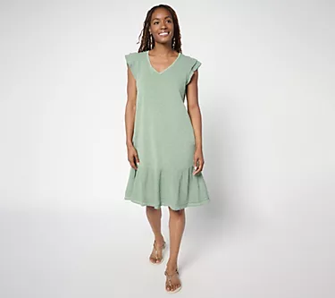 AnyBody Tall Slub Jersey and Gauze Mixed Dress