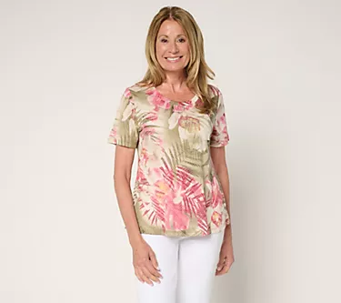 Attitudes by Renee Burnout Knit Short Sleeve Tee