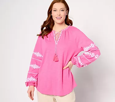 Belle Beach by Kim Gravel Santorini Fantasy Embroidered Top