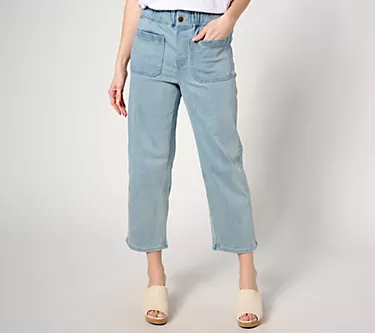 Denim & Co. Regular Easy Stretch Denim Straight Leg Crop Jean