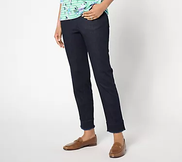 Denim & Co. Easy Stretch Petite Jean with Wide Hem