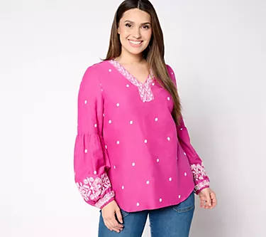 Belle Boho by Kim Gravel Frayed Knot Embroidered Floral Blouse 1 344266-belle-boho-by-kim-gravel-frayed-knot-embroidered-floral-blouse-1.webp