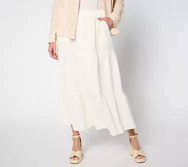Studio Park x Amy Stran Petite Cotton Gauze Tiered Skirt