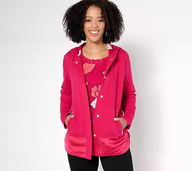Sport Savvy French Terry and Satin Hooded Jacket