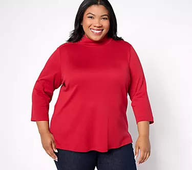 Isaac Mizrahi Live! Estate Mock Neck 3/4 Sleeve Cotton Top 1 348667-isaac-mizrahi-live-estate-mock-neck-3-4-sleeve-cotton-top-1.webp