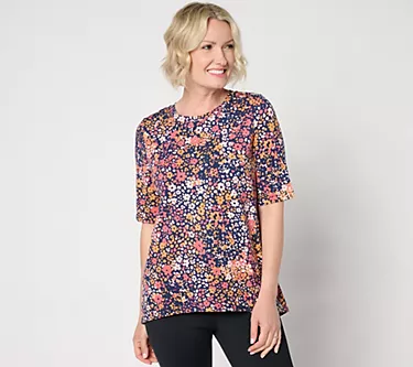 Cuddl Duds Cottonwear+ Pleat Back Elbow Sleeve Tee