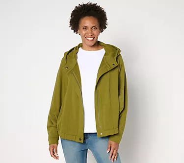Peace Love World French Terry Zip-Front Hooded Jacket