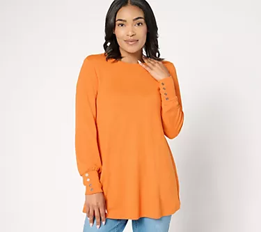 Denim & Co. Essentials Petite Heavenly Jersey Swing Tunic