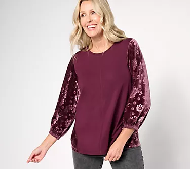 LOGO by Lori Goldstein Rayon 230 & Velour Top 1 349985-logo-by-lori-goldstein-rayon-230-velour-top-1.webp