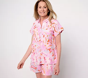 Belle Beach by Kim Gravel Palm Beach 100% Cotton Gauze Camp Shirt