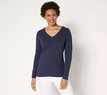 Belle Beach by Kim Gravel Gotta Getaway 100% Cotton V Neck Sweater