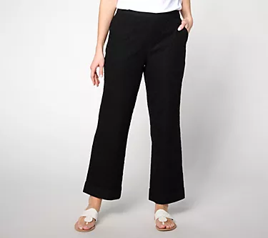 Isaac Mizrahi Live! Petite Cotton Eyelet Straight Ankle Pants