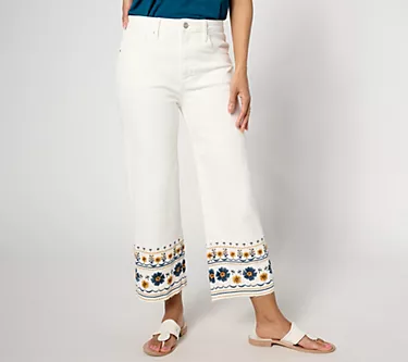 Driftwood Jeans Charlee Wide Leg Embroidered Crop - Golden Gate