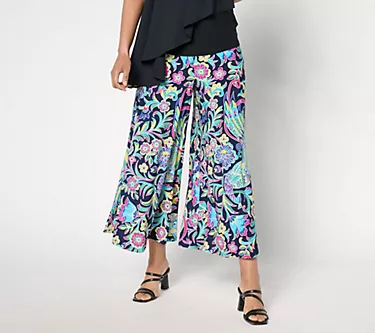 Attitudes by Renee Petite Como Jersey Flowy Crop Pants