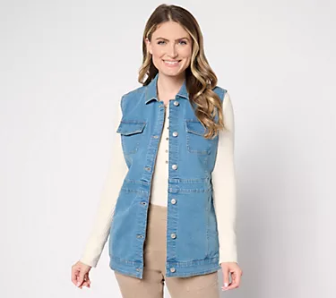 Denim & Co. Classic Stretch Indigo Denim Vest