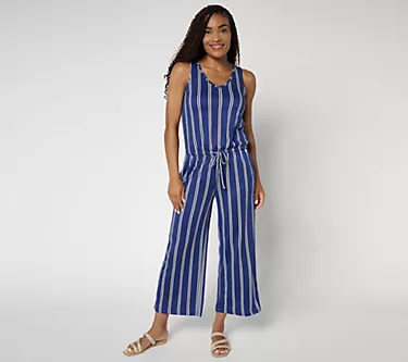 MUK LUKS Regular Cloud Knit Sleeveless Crop Jumpsuit