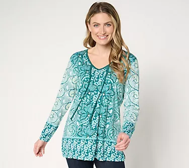 Belle by Kim Gravel Elevated Elegance Border Knit Top