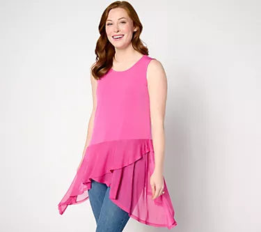 Attitudes by Renee Como Jersey and Mesh Trim Tunic