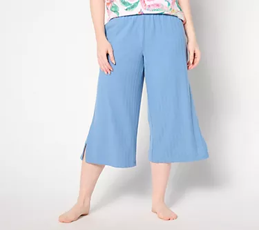 Cuddl Duds Wide Rib Cropped Pant