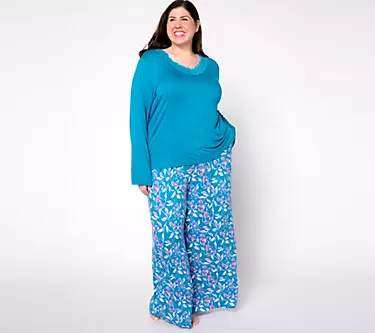 MUK LUKS Lovely Lace V-Neck & Wide Leg Pajama Set 1 361788-muk-luks-lovely-lace-v-neck-wide-leg-pajama-set-1.webp