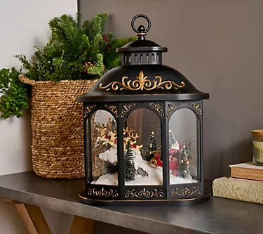 Illuminated 17.5" Lantern w/ Interior Holiday Scene by Valerie
