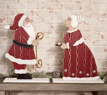 Kringle Express 2-Pc Oversized Santa and Mrs Claus Slim Figurines
