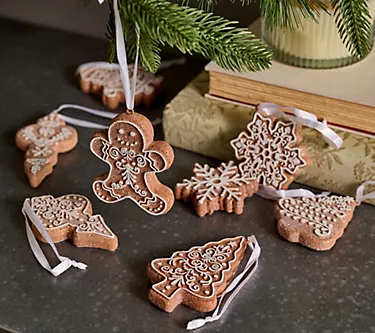 Sandra Lee S/8 Gingerbread Cookie Ornaments with Gift Box