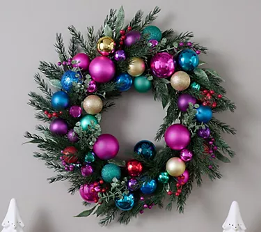 Fierce Home 26" Wreath with Decorative Shatterproof Ornaments