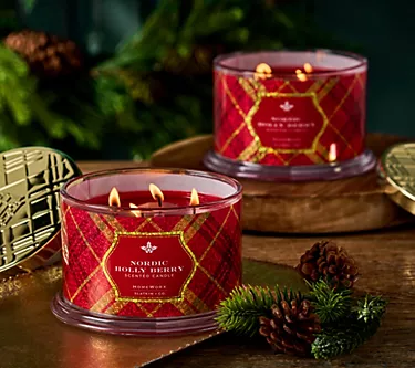 HomeWorx by Slatkin + Co. Set of (2) 18oz Nordic Holly Berry Candles