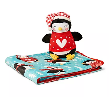 Holiday Hugger Plush 60x70 Throw with Decorative Pillow