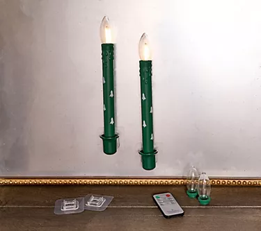 Bethlehem Lights S/2 Flameless Taper Candles with Holders