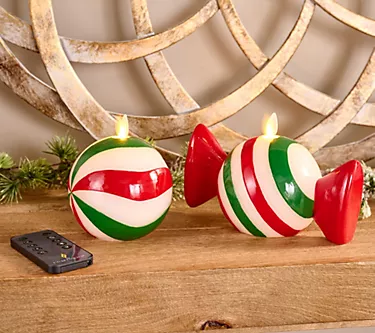 Luminara Flameless Set of 2 Holiday Candy Figurals