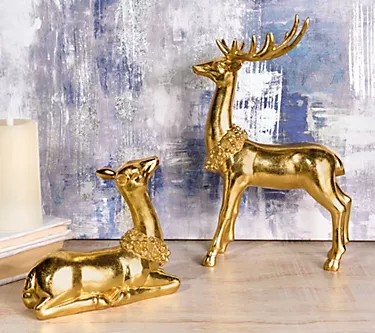 2-Piece Deer with Pinecone & Leaf Garland by Valerie