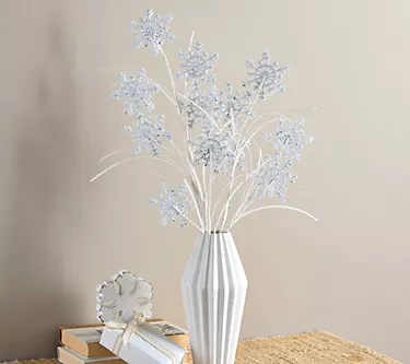 Set of 6 Glittered Snowflake Stems by Valerie