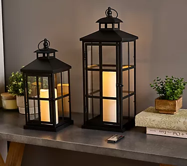 Hotel du Cobb Set of 2 Indoor/Outdoor Metal Lanterns by Dennis Basso