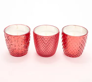 HomeWorx by Slatkin + Co. S/3 4oz Festive Glass Candles