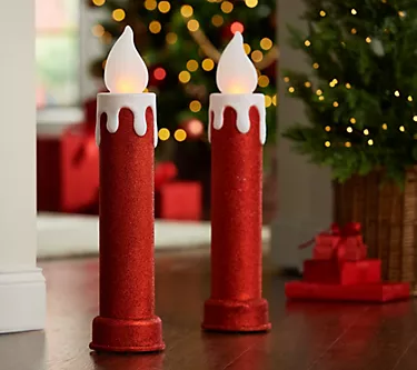 "As Is" Mr. Christmas Indoor/Outdoor S/2 24" Blow Mold Candles 1 363270–as-is-mr-christmas-indoor-outdoor-s-2-24-blow-mold-candles-1.webp