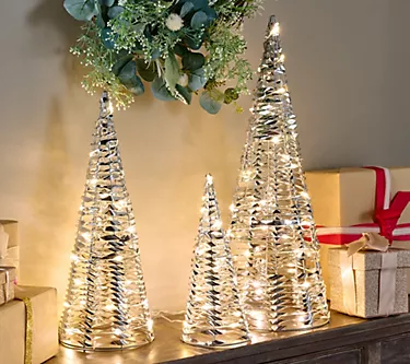 Bethlehem Lights Set of 3 Illuminated Ribbon Trees
